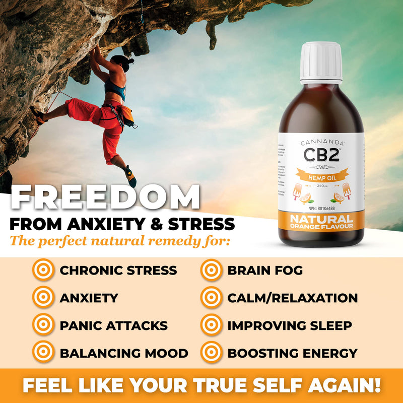 CB2 Organic Hemp Seed Oil - 240ml - Orange Flavour NATURAL ORANGE