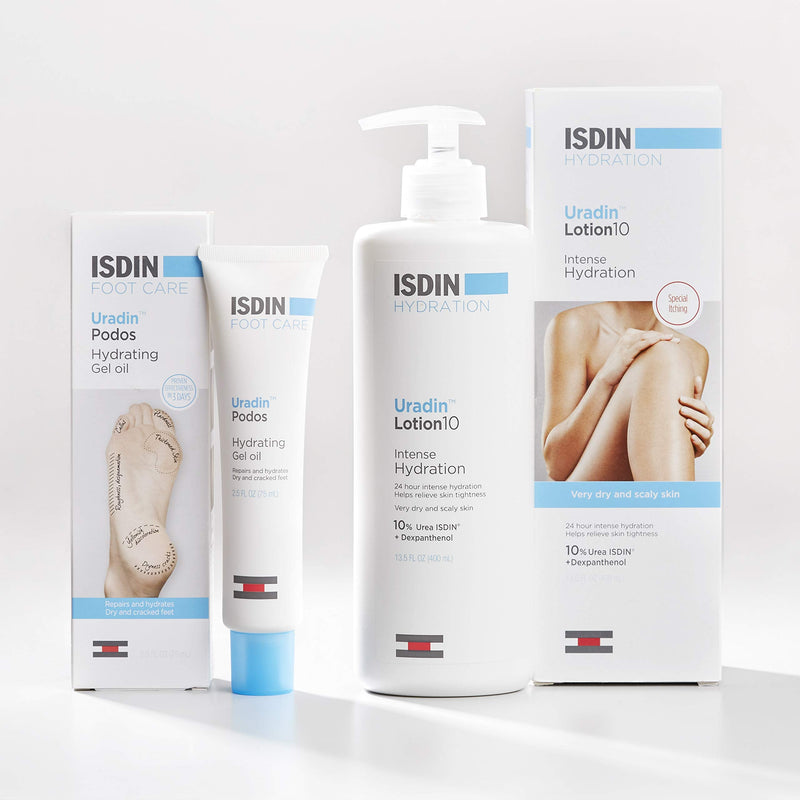 ISDIN Uradin Podos Foot Cream, 10% Urea, Repairs Cracked Feet, 2.5 fl oz | Fast Absorbing & Lightweight Formula, Hydrates Dry Feet, Exfoliates Thick Skin, Non-greasy, Dermatologist Recommended