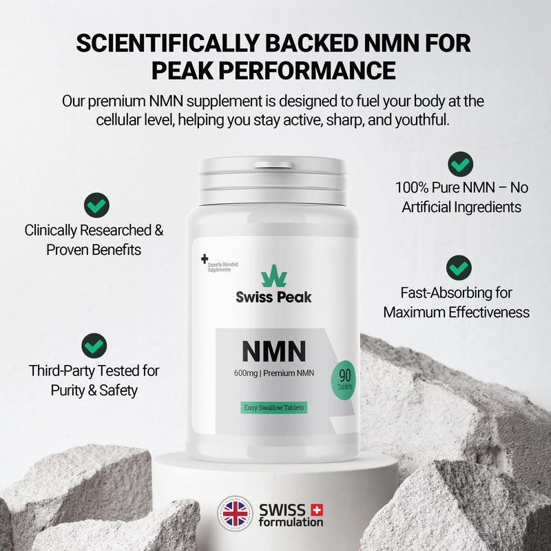 NMN = NAD+ Supplement, 600mg per Serving, Enhanced Absorption, Actual NAD+ Supplement for Cellular Repair & Energy Metabolism | Vegan, Non-GMO