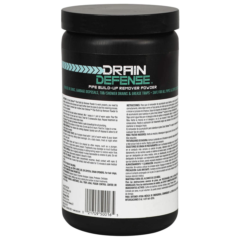 [Australia] - Zep Drain Defense Enzymatic Drain Cleaner Powder - 18 Ounces - ZDC16 - Safe for Pipes and Septic Systems, Pack of 1, white 