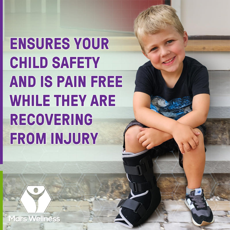 MARS WELLNESS Pediatric Walking Boot For Kids - Sprained Ankle Pediatric Ankle Brace - Kids Walking Boot - Medium - Fits Children Ages 2.5-3 Years Old Medium (Pack of 1)