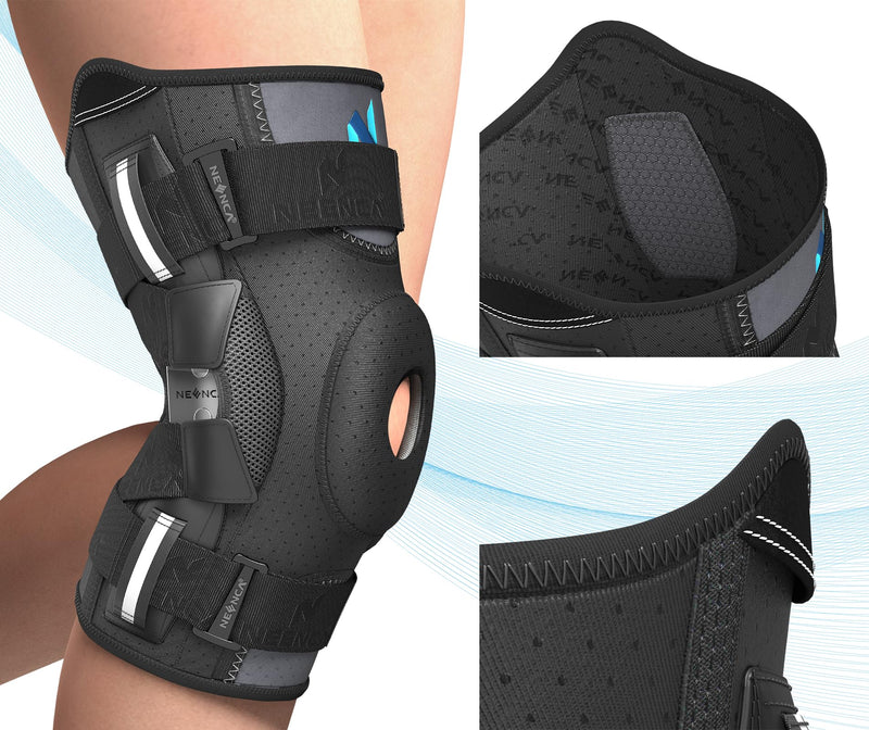 [Australia] - NEENCA Professional Knee Brace for Knee Pain, Hinged Knee Support with Patented X-Straps Fiting System, Strong Stability for Joint Pain Relief, Arthritis, Meniscus Tear, ACL, PCL, MCL, Sports, Workout Small Black-Single 