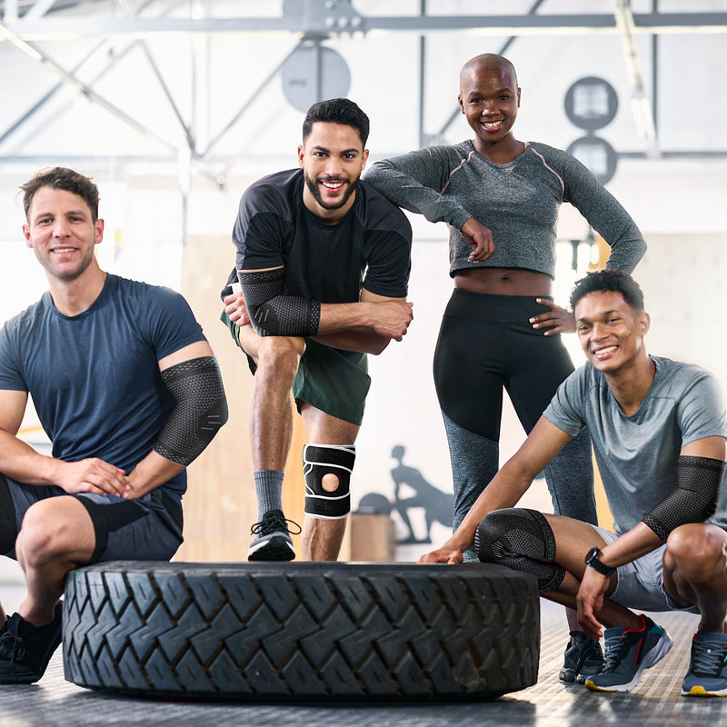 [Australia] - POWERLIX Elbow Orthopedic Brace Compression Support (Pair) - Elbow Sleeve for Tennis, Golfer‚Äôs, Bursitis, and Sprains, Arthritis, Tendonitis. Pain Relief(Black, L) Large(2Pack) Black 