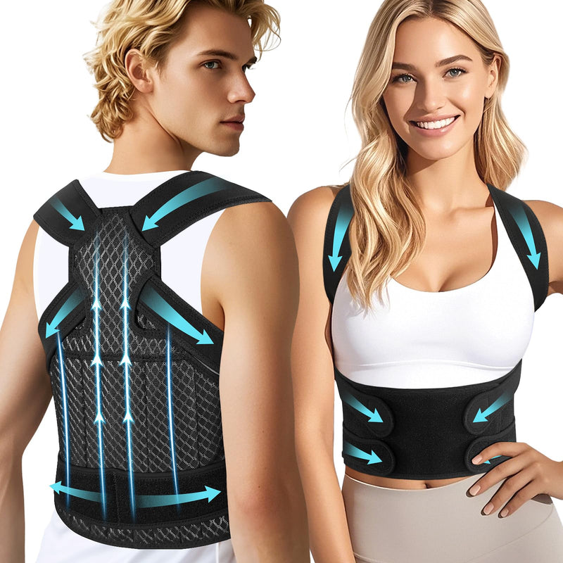 Full Back Brace Breathable Posture Corrector for Women and Men,Adjustable Back Support Straightener and Posture Belt for Women and Men to Improving Posture, Relief for Upper,Lower Back, Lumbar, Neck and Shoulder Pain.(Large) Large