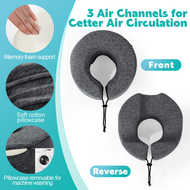 [Australia] - BALAPET Breathable Face Down Pillow, Massage Pillow Face Down After Eye Surgery, Adjustable Memory Foam Stomach Sleeping Pillow for Rest and Recovery(Dark Gray) Dark Gray 