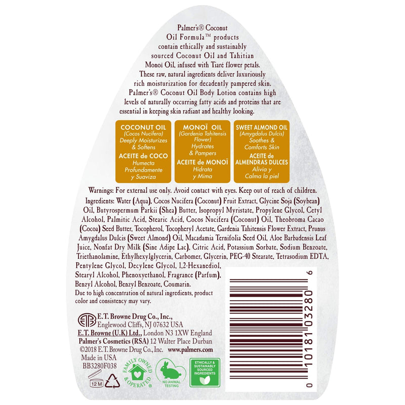 Palmer's Coconut Oil Formula Body Lotion for Dry Skin (8.5 Fl Oz) | A hydrating hand and body moisturizer with Green Coffee Extract and Vitamin E for 48 hour moisture and radiant skin WHITE 8.5 Fl Oz (Pack of 1)