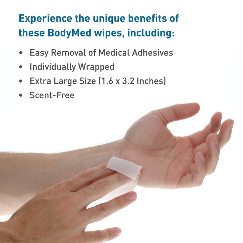 [Australia] - BodyMed Adhesive Remover Wipes - Skin Cleaning Wipes for Removing On-Skin Adhesives, Skin Barriers, Tape, and Hydrocolloid Dressings - 1.6 x 3.2 Inch Wipes - 50 Wipes Per Box 