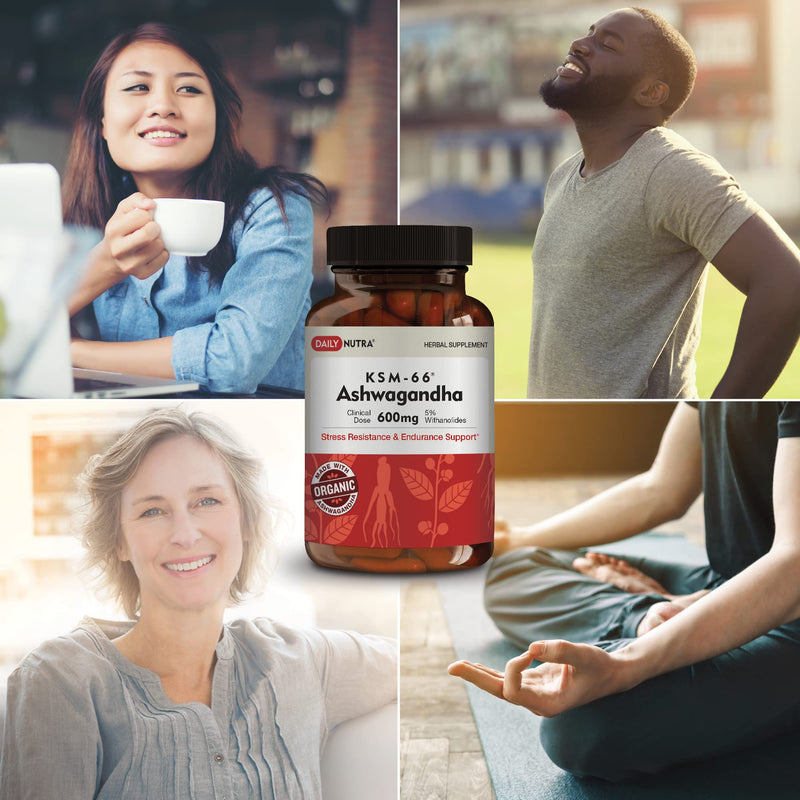 [Australia] - KSM-66 Ashwagandha 600mg Organic Root Extract - High Potency Supplement with 5% Withanolides | Relieves Tiredness, Supports Relaxation, Focus, Energy, & Muscle Growth (90 Capsules) 90 Count (Pack of 1) 