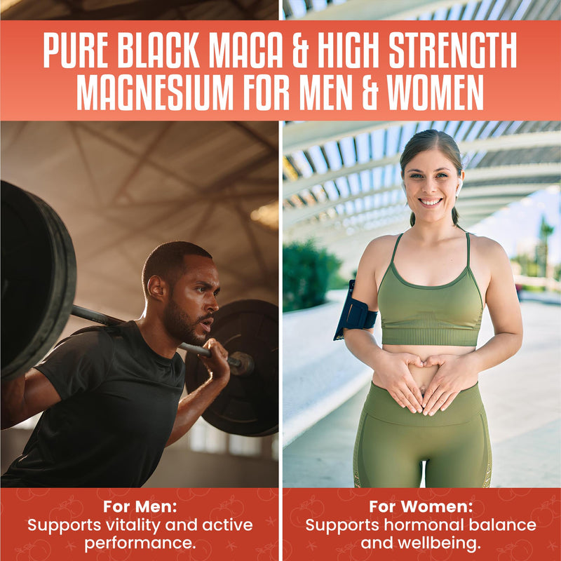 Maca Root & Magnesium Glycinate Liquid Drops 60ml - High Strength 2000mg Maca + 1000mg Magnesium per 2ml - Reduction of Tiredness & Fatigue, Normal Muscle Function, Nervous System Support