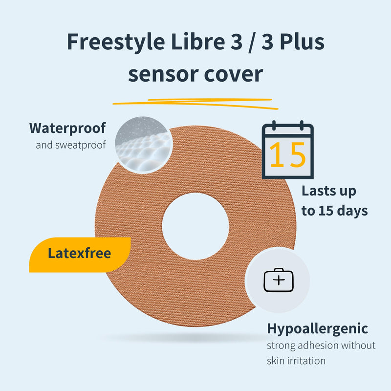 MySweetStitch - 25 x Freestyle Libre 3 Round Patches, Ring Patch Ø 60mm, Inner Ø 20mm, Waterproof, Breathable, Skin-Friendly, Made in Germany, Beige 25 piece