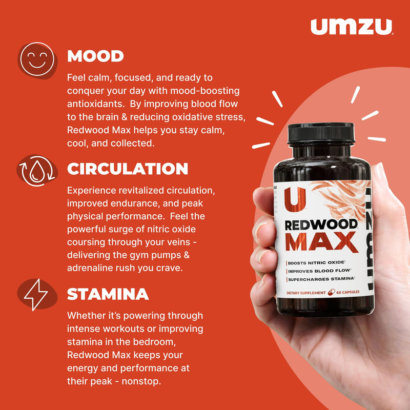 [Australia] - UMZU Redwood Max Nitric Oxide Booster, 1-Month Supply ‚Äì Advanced Nitric Oxide Supplement with Fitnox Blend, Pine Bark, Resveratrol & Tart Cherry ‚Äì Promotes Healthy Circulation, Energy and Recovery Redwood Max 1-Month Supply 