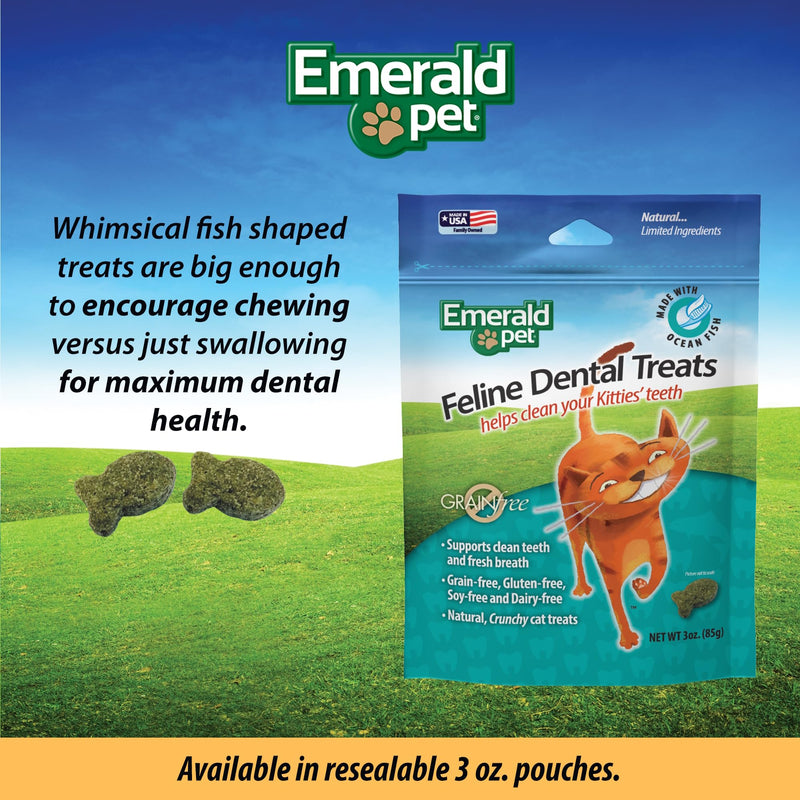 Feline Dental Treats — Tasty and Crunchy Cat Dental Treats Grain Free — Natural Dental Treats to Clean Cat Teeth, Freshen Cat Breath, and Reduce Plaque and Tartar Buildup — Ocean Fish Treats, 3 oz - PawsPlanet Australia