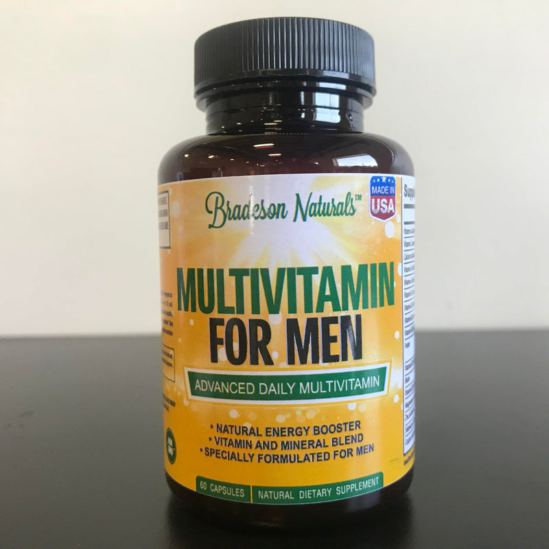 Men's Multivitamin Supplement for Energy, Focus and Performance. Mens Vitamins A, C, D, E & B12, Zinc, Calcium, Magnesium & More. Multi Vitamin 60 Capsules Made in The USA Men