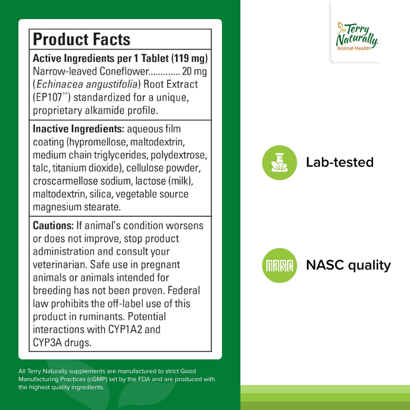 Terry Naturally Animal Health Calming Formula - 45 Tablets - Promotes Calm & Relaxation for Dogs - Non-GMO - 45 Servings - PawsPlanet Australia
