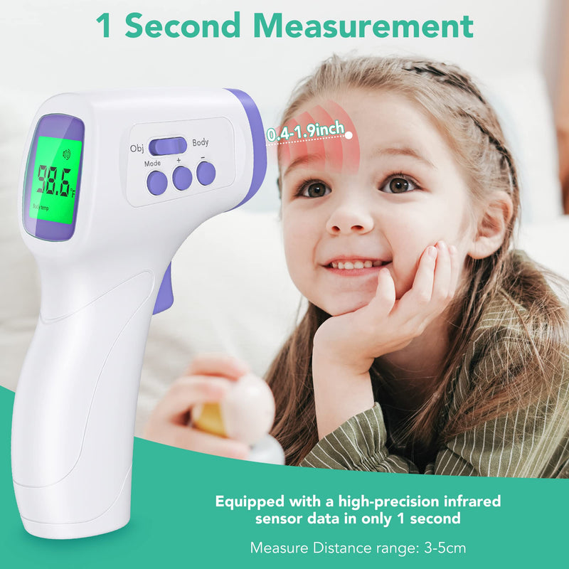 Thermometer for Adults and Kids Forehead Thermometer for Kids Digital Touchless Thermometer Infrared Forehead Thermometer with 3 in 1 LCD Display Fever Alarm and Memory Function