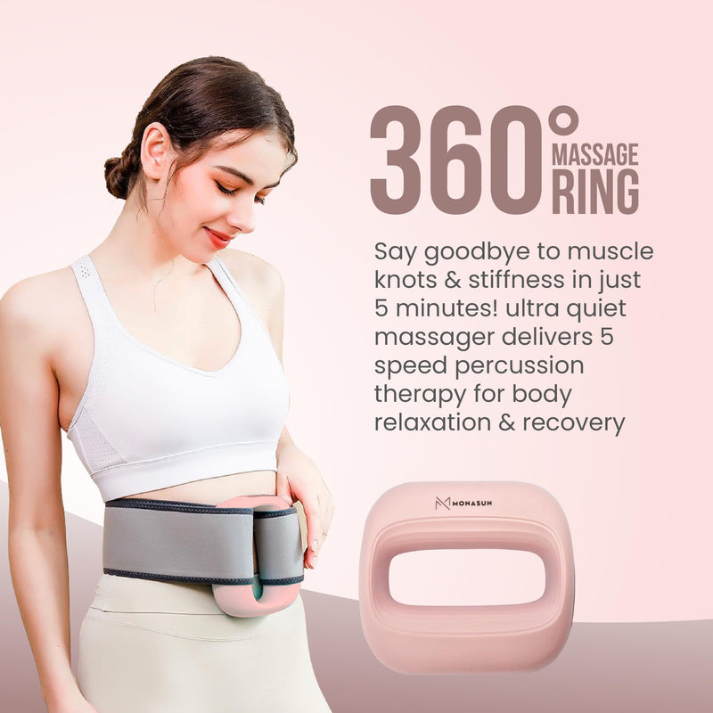 [Australia] - MONASUN Deep Tissue Massage Gun Portable – Mini Massage Gun with Hands-Free Strap – Handheld Massager for Athletes, Travel, Full-Body Pain Relief – 5 Speed Levels and Quiet Percussion 