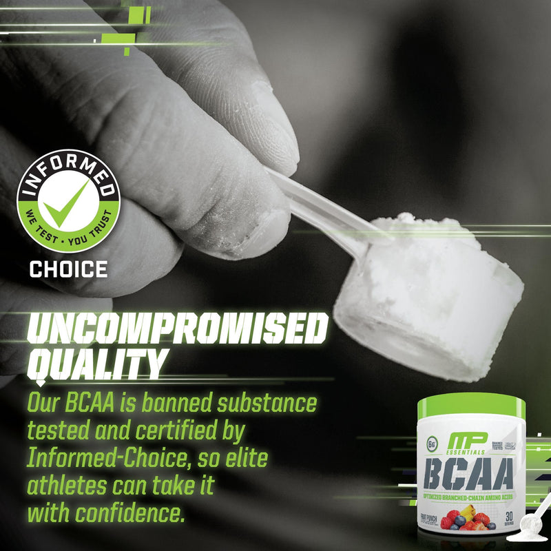[Australia] - MusclePharm Essentials BCAA Powder, Pre & Post Workout Recovery Drink, Supports Muscle Recovery & Energy, Essential Amino Acids, 30 Serv, Fruit Punch 