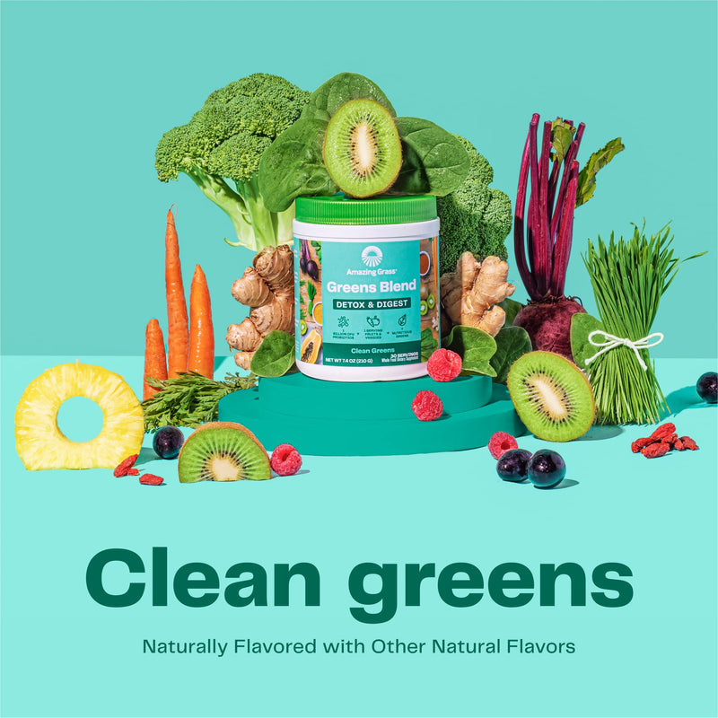 Amazing Grass Greens Blend Detox and Digest Clean Greens, 30 Servings Detox & Digest 7.4 Ounce (Pack of 1)