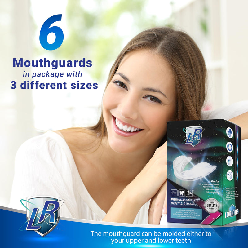[Australia] - Moldable Mouthguards Pack of 6 in 3 Different Sizes– Customizable, Moldable, Trimmable Dental Night Guard for Teeth Grinding, Clenching, Athletic Sports, and Whitening Tray 