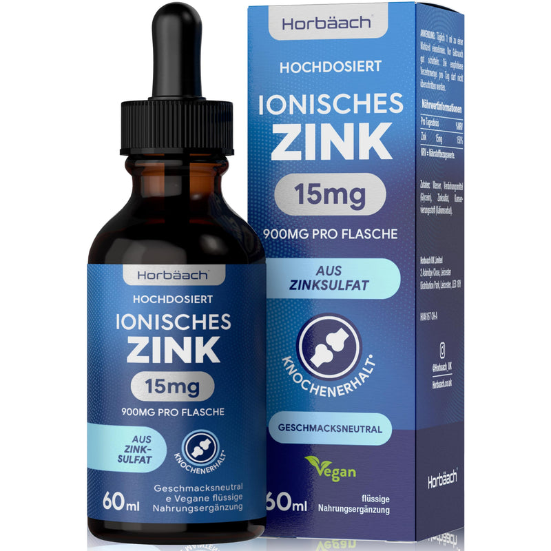 [Australia] - Zinc drops | 15mg premium ionic zinc sulfate per daily dose | Premium Ionic Zinc | Vegan | 60ml | Horbaach 