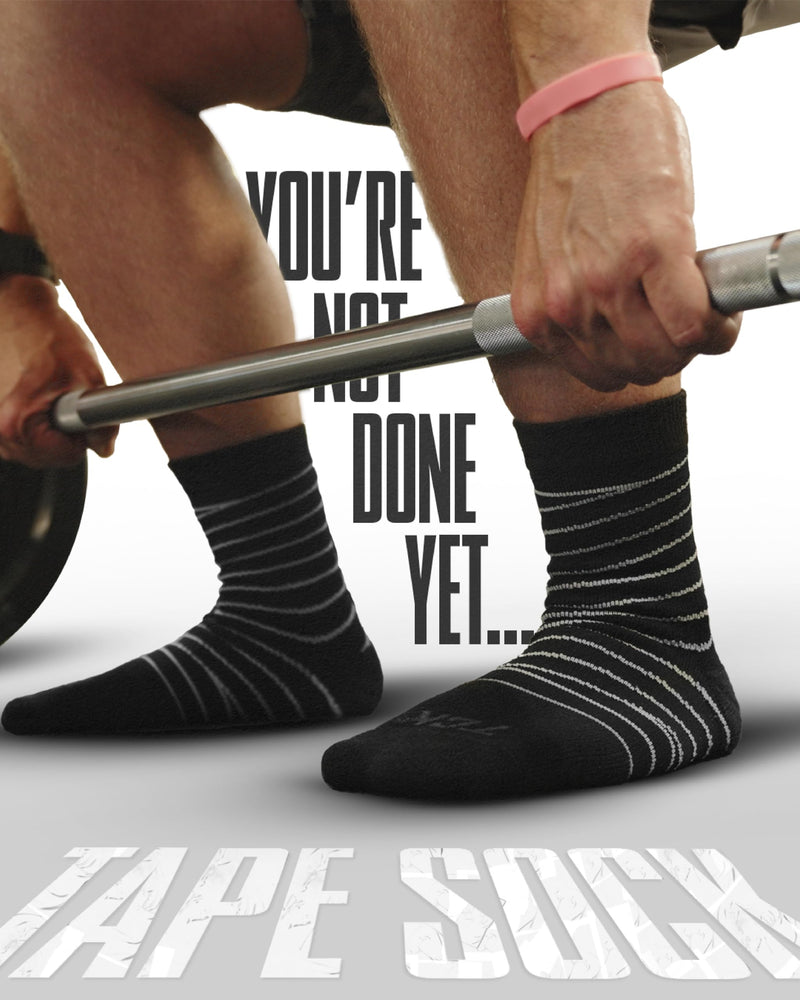 TCK Ankle Compression Socks Men's & Women's, Tape Sock Wrap Design, 20-30mmHg - Basketball, Football, Performance & Recovery Large White/White