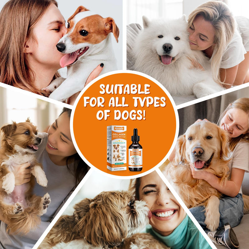 Liquid Collagen for Dogs Added Natural Pet Probiotics, Enhance Joint Support and Mobility, Collagen for Dogs Relieve Pet Skin Allergies, Itching, Supports Joint, Skin & Coat Health, All Breeds & Ages