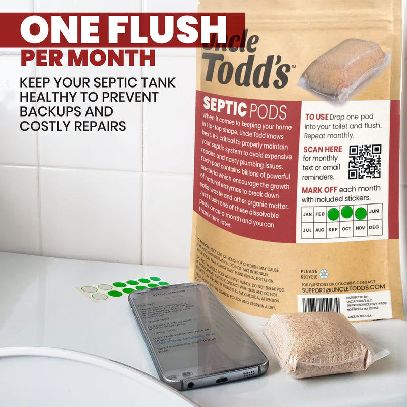 [Australia] - Uncle Todd's Septic Pods - Septic Tank Treatment - 12 Count One Year Supply - One Flush per Month - Free SMS & Email Reminders - Eco-Friendly and Powerful Solution for Septic Systems 12 Month Supply 