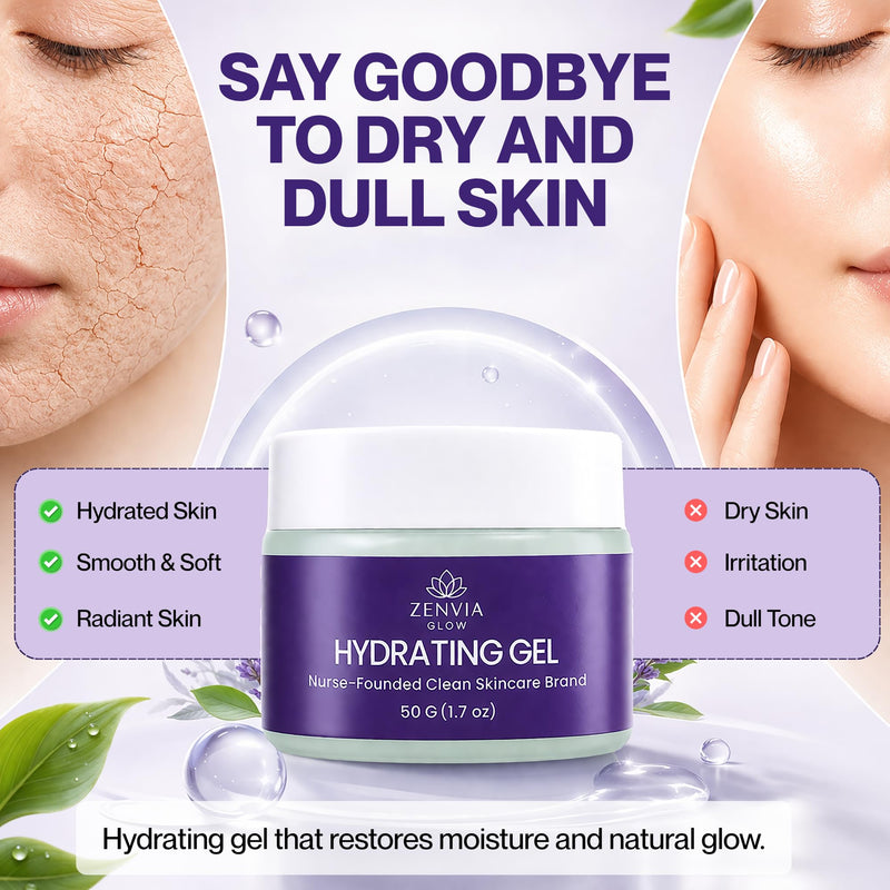 Gel Moisturizer for Face (50g) – Hydrating Water-Based Face Moisturizer with Aloe Vera & Vitamin E – Lightweight Daily Facial Moisturizer for Oily & Combination Skin