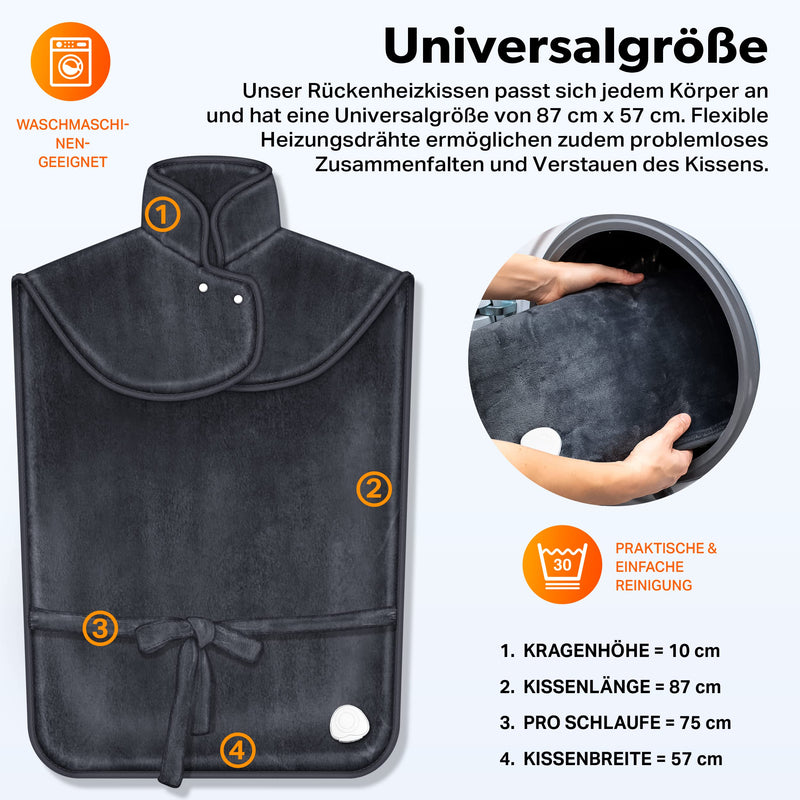 [Australia] - sinnlein heating pad, 60x85cm, electric for back, shoulder, neck | Heat pad with 3 temperature levels & automatic switch-off (anthracite) anthracite 