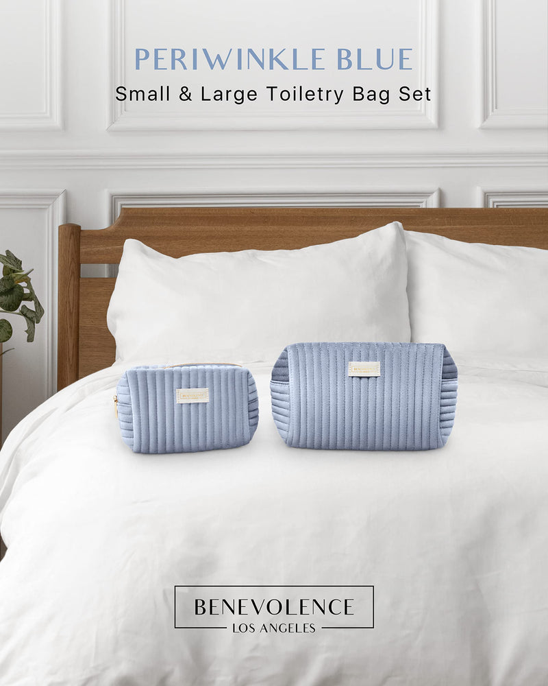 Set of 2 Toiletry Bags for Women, Travel Toiletry Bag for Cosmetics, Makeup, Toiletries | Large Capacity Toiletry Bags for Traveling, Cosmetic Pouch, Makeup Bag Small and Large Size, Perwinkle Blue