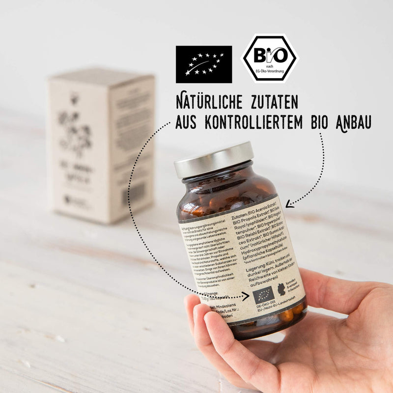 [Australia] - beegut BIO beeImmun 150 capsules with the wisdom of bees (propolis & royal jelly) plus natural vitamin C, rose hip, reishi & echinacea in sustainable packaging 