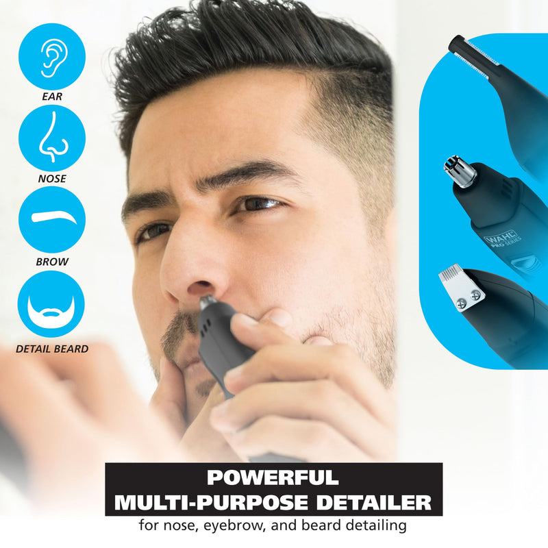 [Australia] - Wahl Pro Series® Rechargeable Eyebrow, Ear & Nose Hair Trimmer for Men – Painless DualTech® Eyebrow Trimmer & Facial Hair Removal Device – Model 3025656 