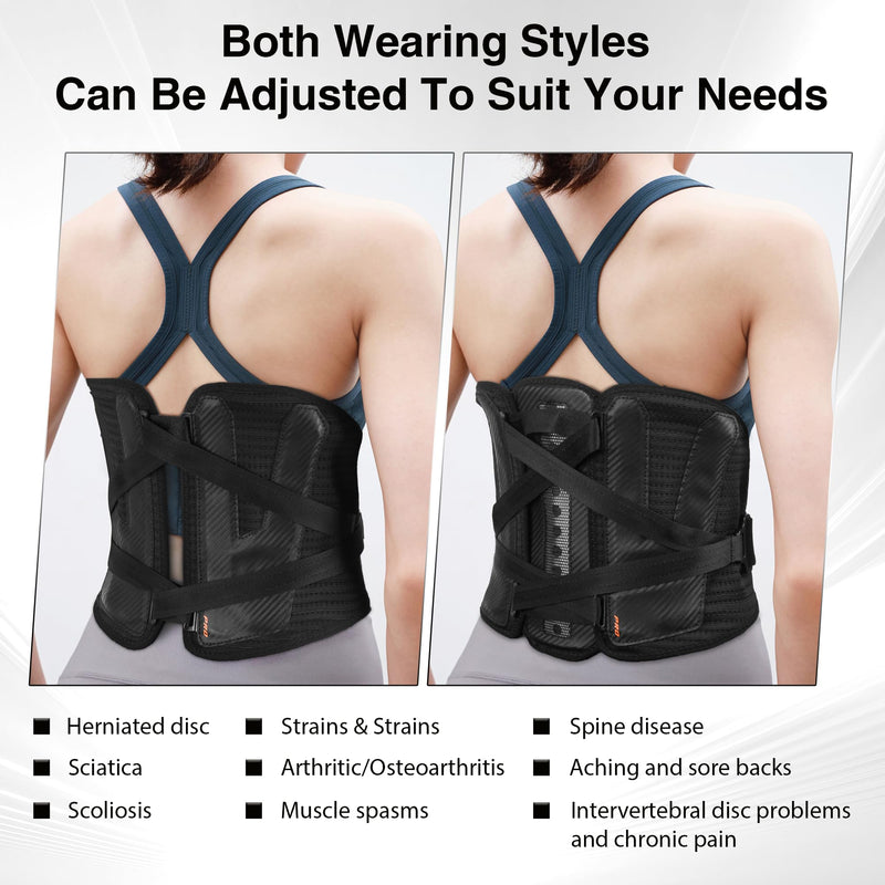[Australia] - TIMTAKBO 11inch Height Plus Size Back Brace for Lower Back Pain Relief,Back Support Brace for Men and Women with Removable Ergonomic Bionic Vertebra Plate,for Herniated Disc, Sciatica,Scoliosis-（X-Large） Black/Orange XL Fit Belly 50-55.5 inches 