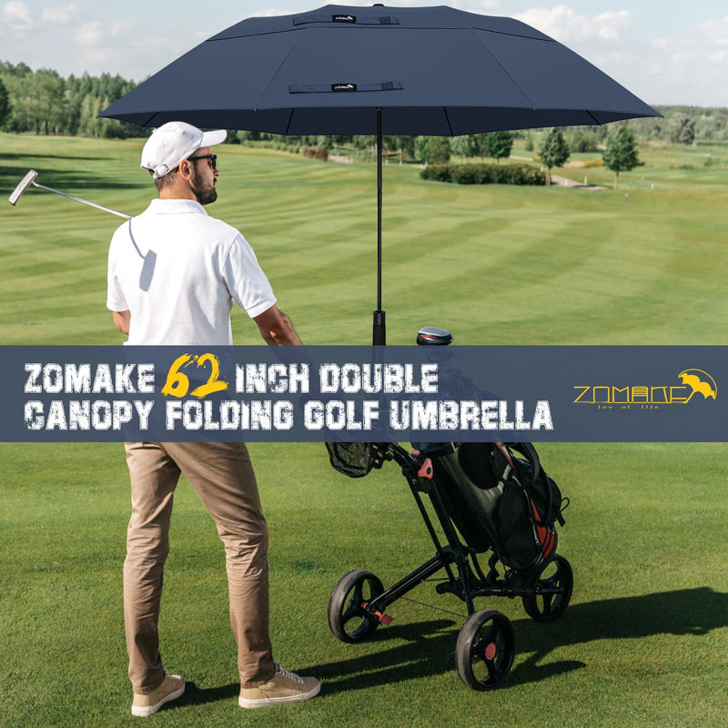 ZOMAKE Travel Umbrella Compact - 45/62 Inch Portable Collapsible Umbrellas for Rain Windproof - Paraguas Automatic Small Folding Umbrella Lightweight Packable Umbrella for Women Men(Navy Blue&Blue)
