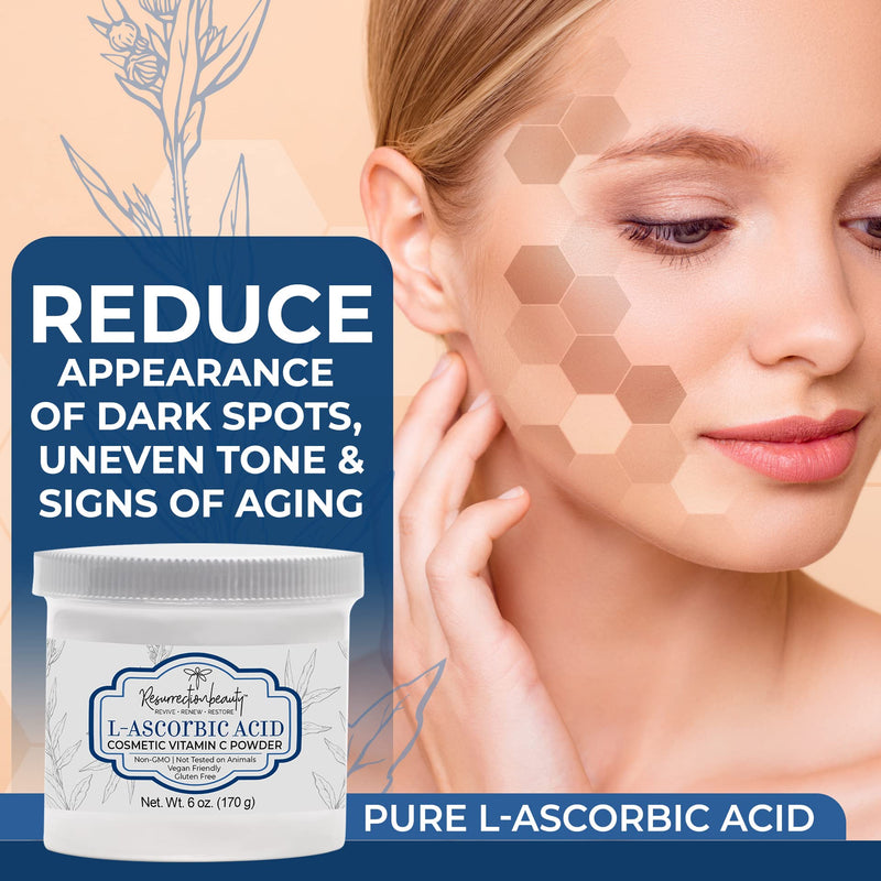 100% Pure L-Ascorbic Acid (Cosmetic Vitamin C Powder for Face) to Make Your Own Premium Beauty Serum, Skincare Mask Treatment, Hyaluronic Serums with Vit C & DIY Facial Skin Care Products 6 OZ 1