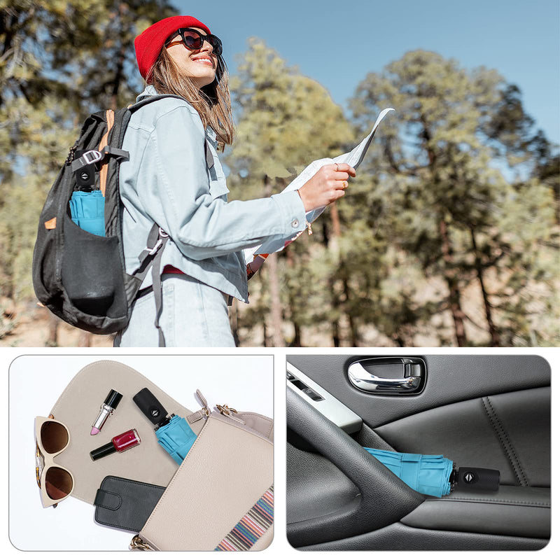 ZOMAKE Travel Umbrella Compact - 10 Ribs Portable Collapsible Umbrellas for Rain Windproof - Paraguas Automatic Small Folding Umbrella Lightweight Packable Umbrella for Women Men - Purple&Light Blue