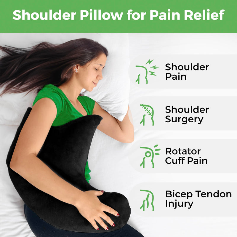 [Australia] - Rotator Cuff Pillow, Soft Comfortable Shoulder Pillow for Surgery, Ergonomic Shoulder Support Pillow with Double Zipper Cover, Machine Washable, Black 