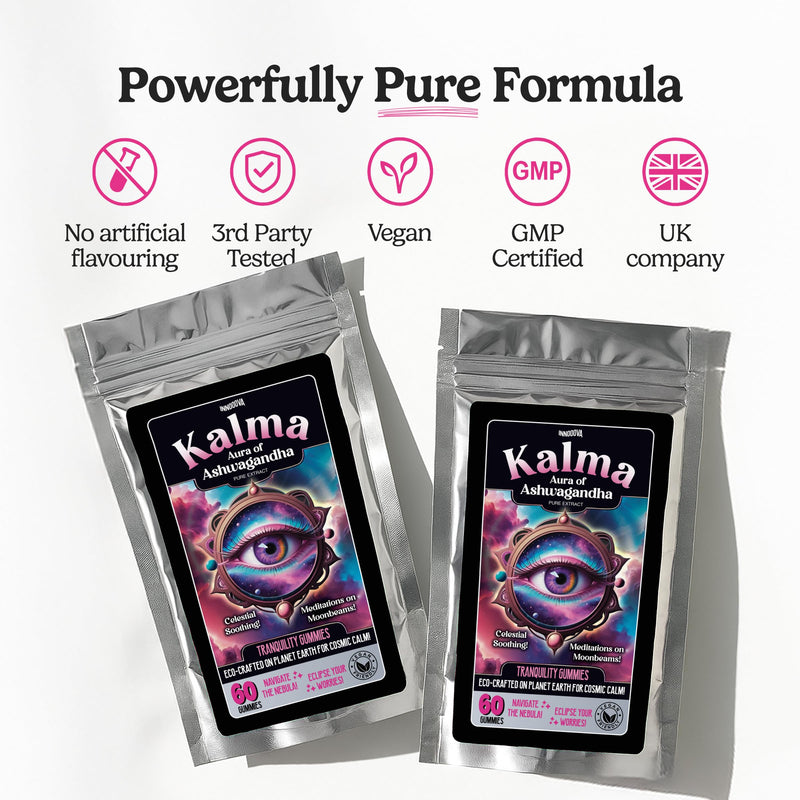 Kalma Ashwagandha Gummies, 3000mg Helps Reduce Stress, Boost Focus and Improve Sleep, Ashwagandha Root Extract Supplement, Natural Ingredients, Vegan, Gluten-Free Apple Flavour 60 Gummies