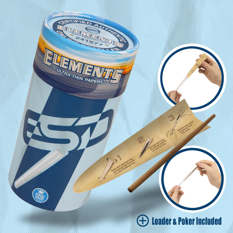 [Australia] - Elements Ultra Thin Rolling Paper Cones King Size | 100 Pack | Pre Rolled with Tips and Packing Tubes Included 100 Count (Pack of 1) 