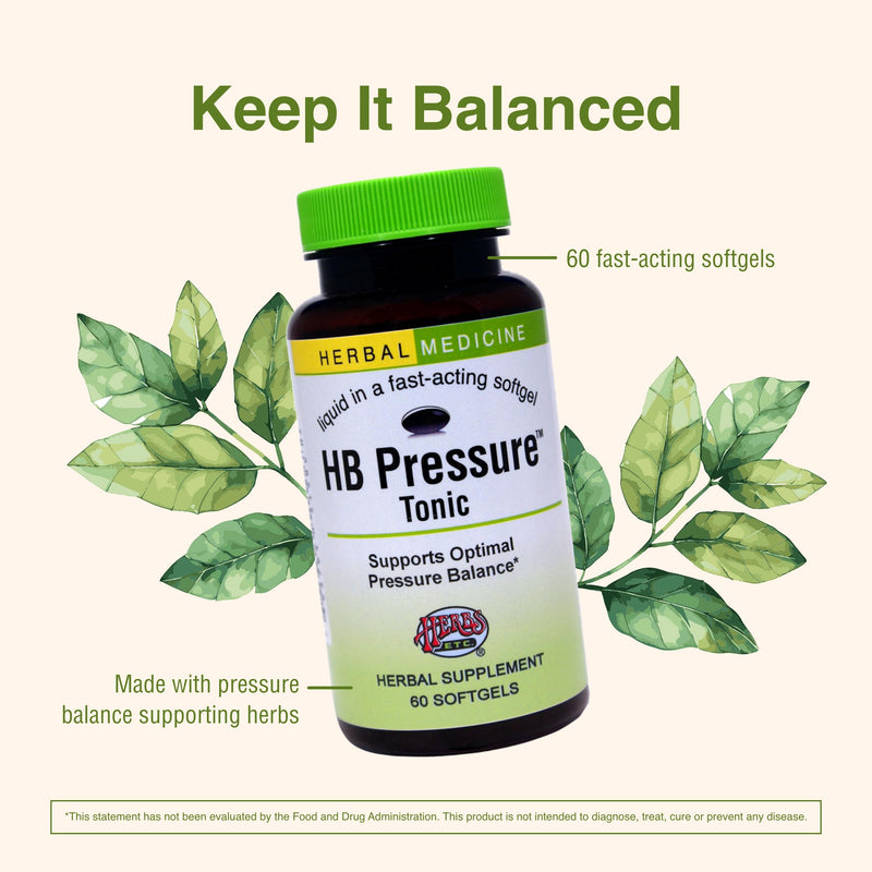 [Australia] - Herbs Etc. HB Pressure Tonic - Healthy Blood Circulation Support Supplement - Aid Cardiovascular Health - Herbal Supplement for Natural Energy Support - Gluten-Free - 60 Softgels (60 Servings) 