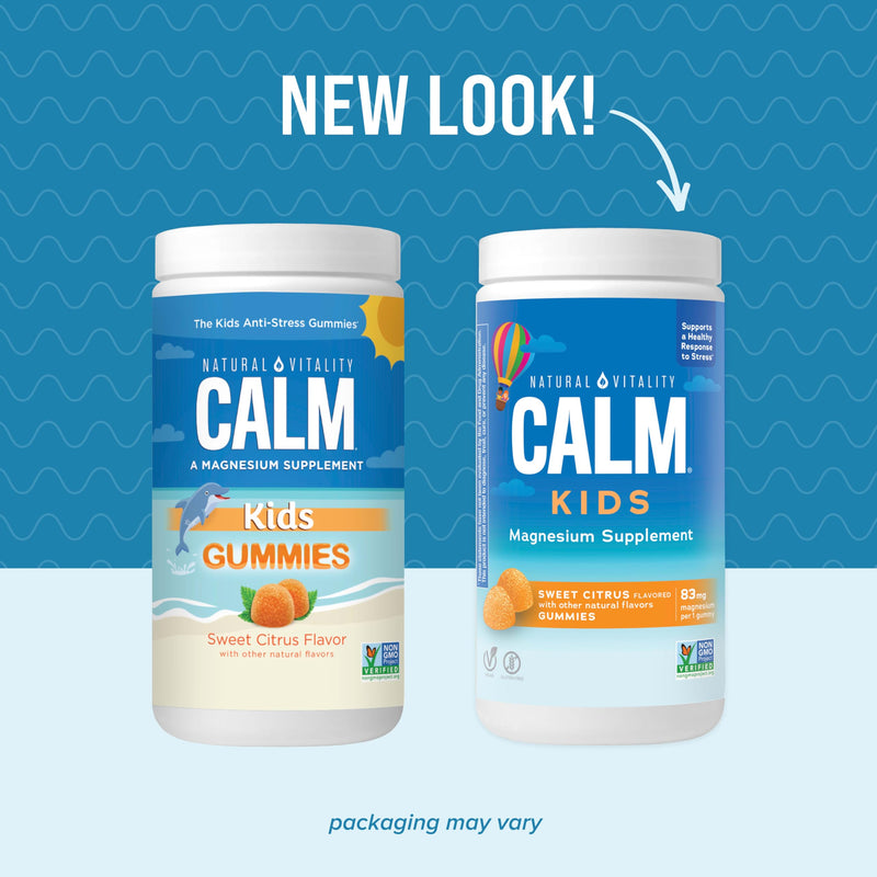 [Australia] - Natural Vitality Calm, Magnesium Citrate Kids Supplement, Stress Relief Gummies, Supports a Healthy Response to Stress, Gluten Free, Vegan, Sweet Citrus, 120 Gummies 