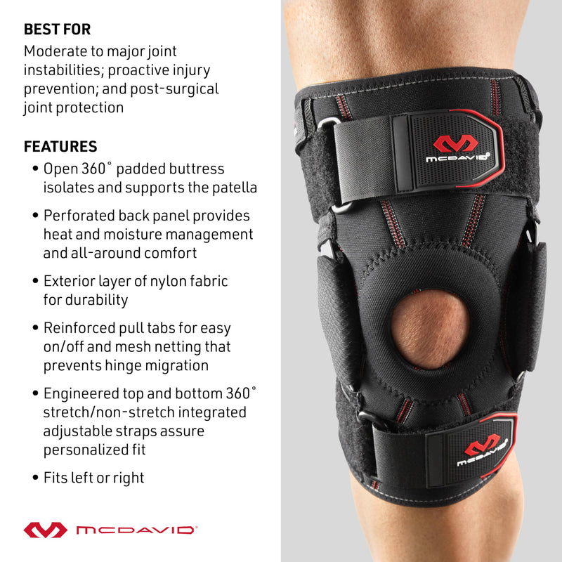 [Australia] - McDavid Hinged Knee Brace for Men & Women, Maximum Knee Support & Compression for Stability & Recovery, Ligament, Hyperextension Support LARGE 
