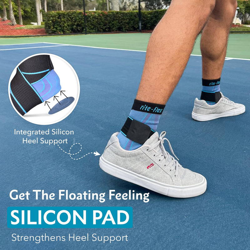 [Australia] - 3-in-1 Ankle Compression Sleeve with Silicone Heel Pad - Ankle Brace for Sprains, Foot Fatigue, Post Surgery, Plantar Fasciitis Relief & Support (2, Large) 2 