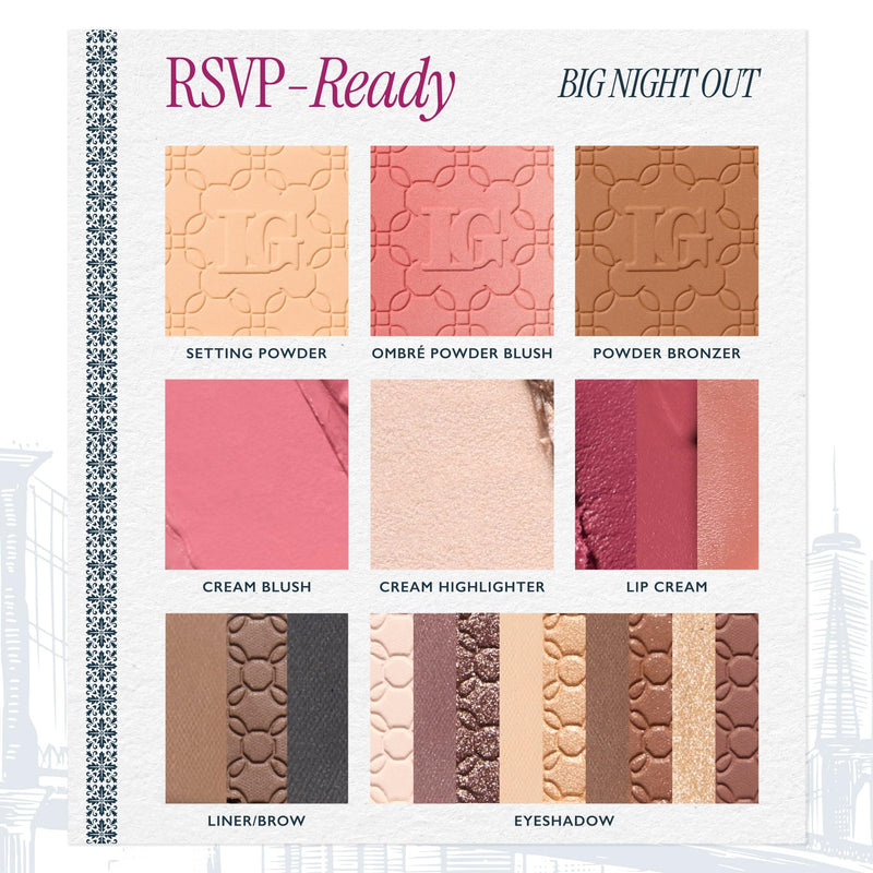[Australia] - LAURA GELLER NEW YORK RSVP-Ready Big Night Out Full Face Travel Makeup Palette - All-in-One Set includes Eyeshadows, Eye Liners, Blush, Bronzer, Highlighter, Setting Powder, and Lip Creams 