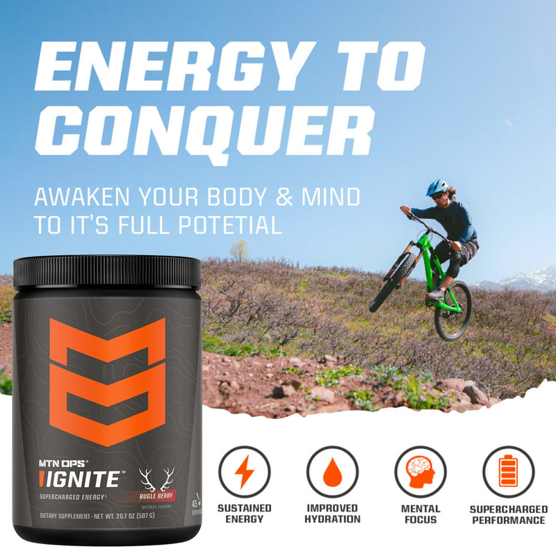 [Australia] - MTN OPS Ignite Supercharged Energy Drink Mix 45-Serving Tub, Tiger's Blood 45 Servings (Pack of 1) 