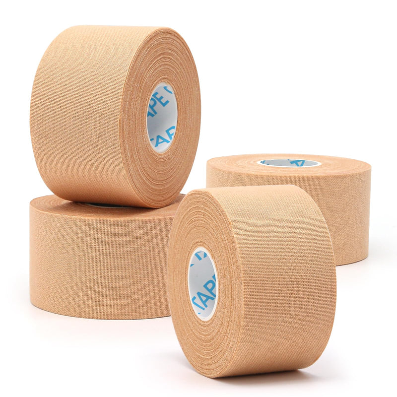 [Australia] - OK TAPE 4 Rolls Athletic Tape, Sports Tape for Injuries, Rigid, Easy Tear Medical Tape, Wrist Tape, No Sticky Residue | Secure Ankle, Finger, Knee- 1.5inch x 15yards (Beige) Beige-4 Rolls 
