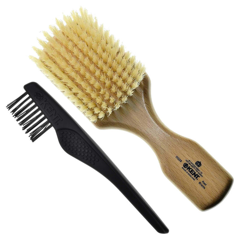 Kent OG2S Beechwood Soft Bristle Hair & Facial Brush - Exfoliating Soft White Natural Boar Bristle Brush for Men's Grooming, Hair Care & Beard Straightener