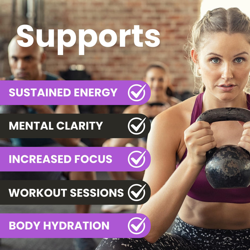 NEUBRIA Cognifuel - 10 Hydration Sachets with Electrolytes, Caffeine, L-Theanine, Choline, L-Tyrosine & Vitamins - Daily Nootropic Drink for Gym & Workout, Cognition, Focus | Blueberry & Pomegranate 10 SACHETS BLUEBERRY