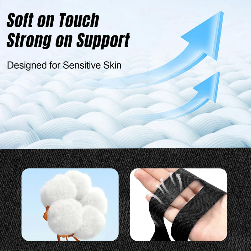 [Australia] - Waterproof Kinesiology Tape for Shoulders/Knees, 10 Precut Strips for Knee Pain Relief & Stability Support (Black), Elastic Strong Adhesive Athletic Tape, Latex-Free Hypoallergenic Sports Tape 10 Pcs Black 