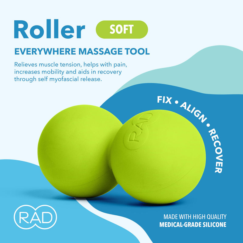 [Australia] - RAD Soft Peanut Massage Ball – Low Density Yoga Deep Tissue Roller Ball – Myofascial Release for Back, Neck, Feet, Psoas & Spine – Suboccipital & Thoracic Trigger Point Therapy Soft/Low Density 